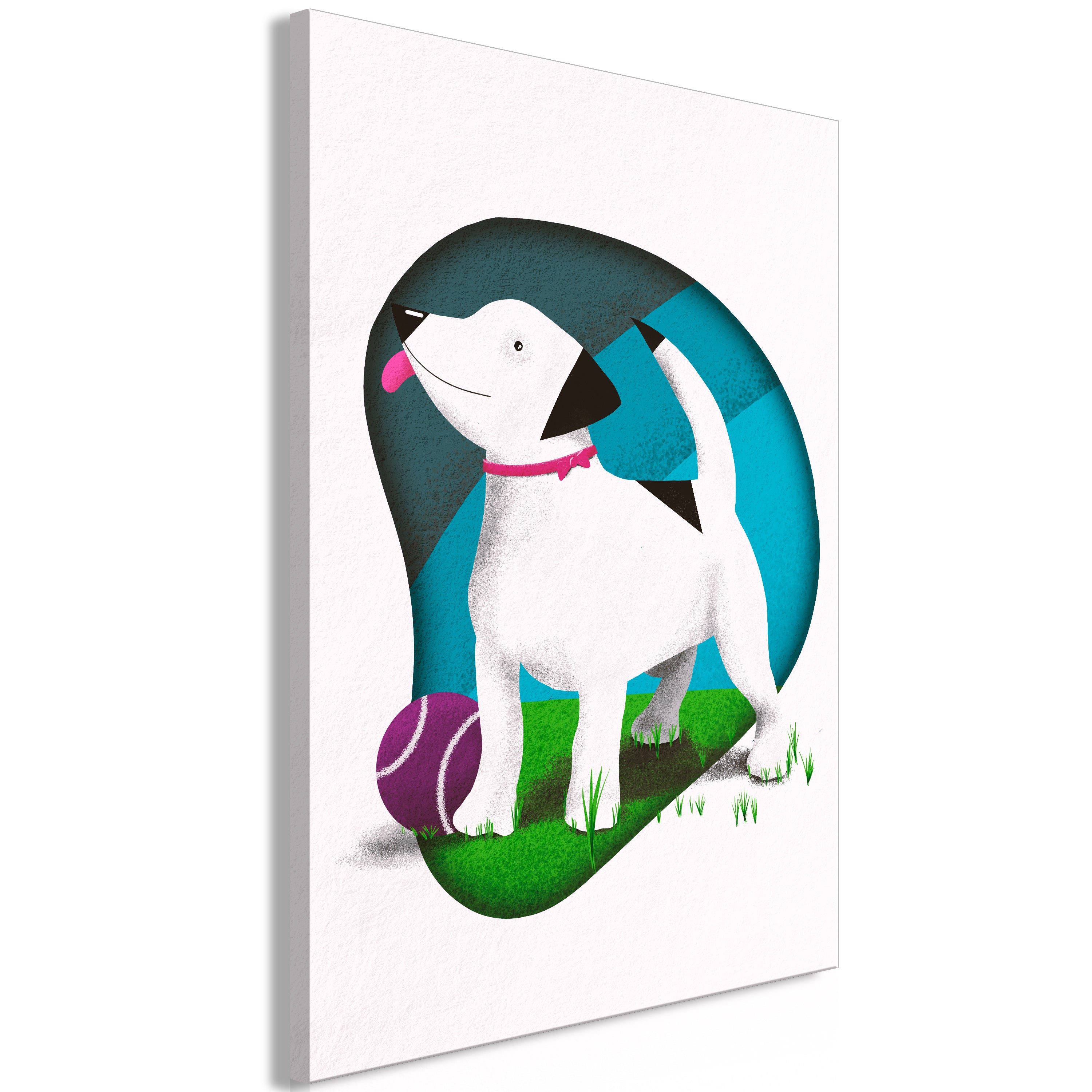 Dog and Ball Canvas Print (Vertical)