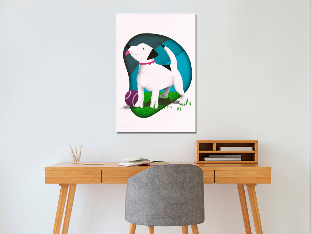 Dog and Ball Canvas Print (Vertical)