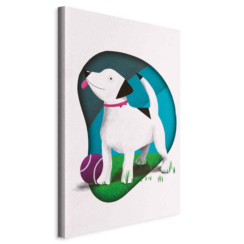 Colorful Dog and Ball Modern Canvas Print