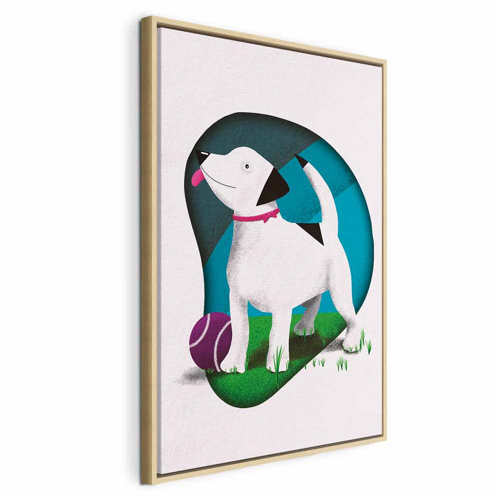 Colorful Dog and Ball Modern Canvas Print