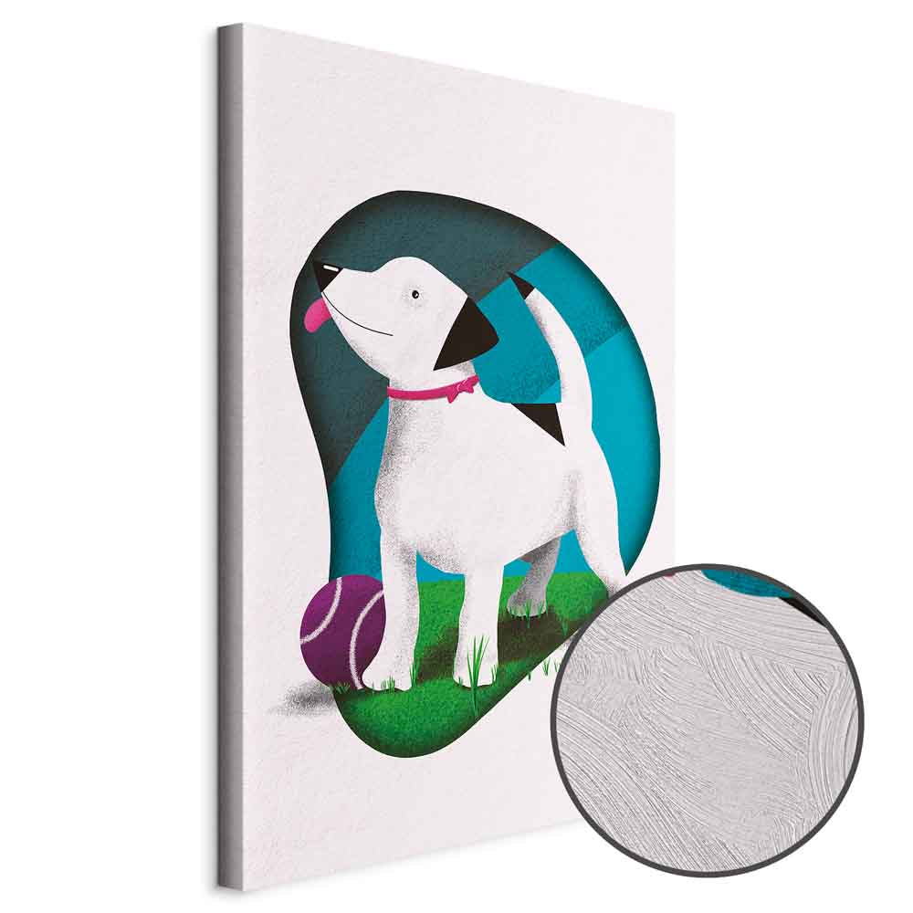 Colorful Dog and Ball Modern Canvas Print