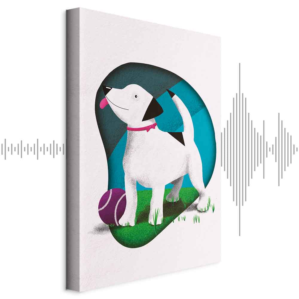 Colorful Dog and Ball Modern Canvas Print