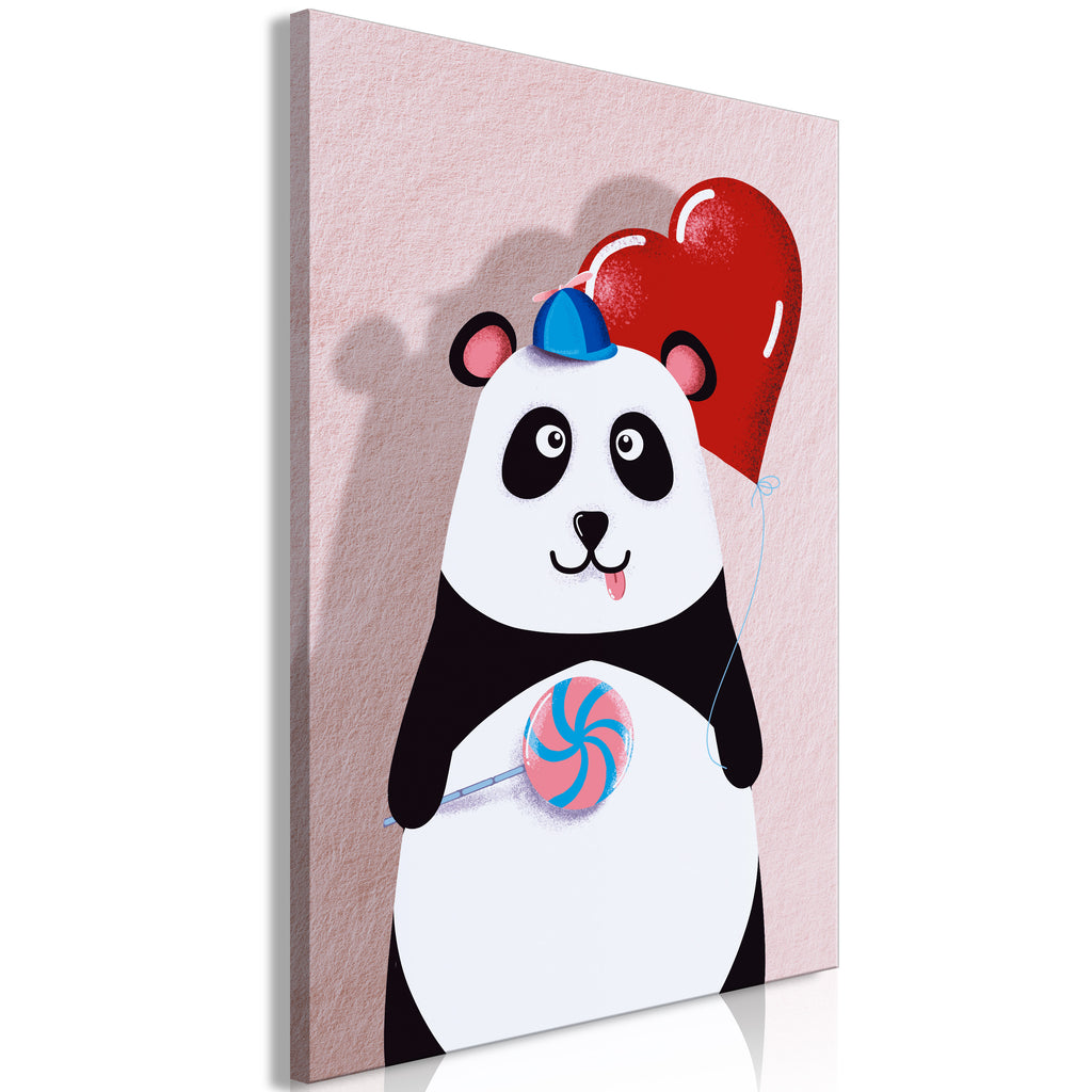 Canvas Print Panda with Balloon (Vertical, 1 Part)