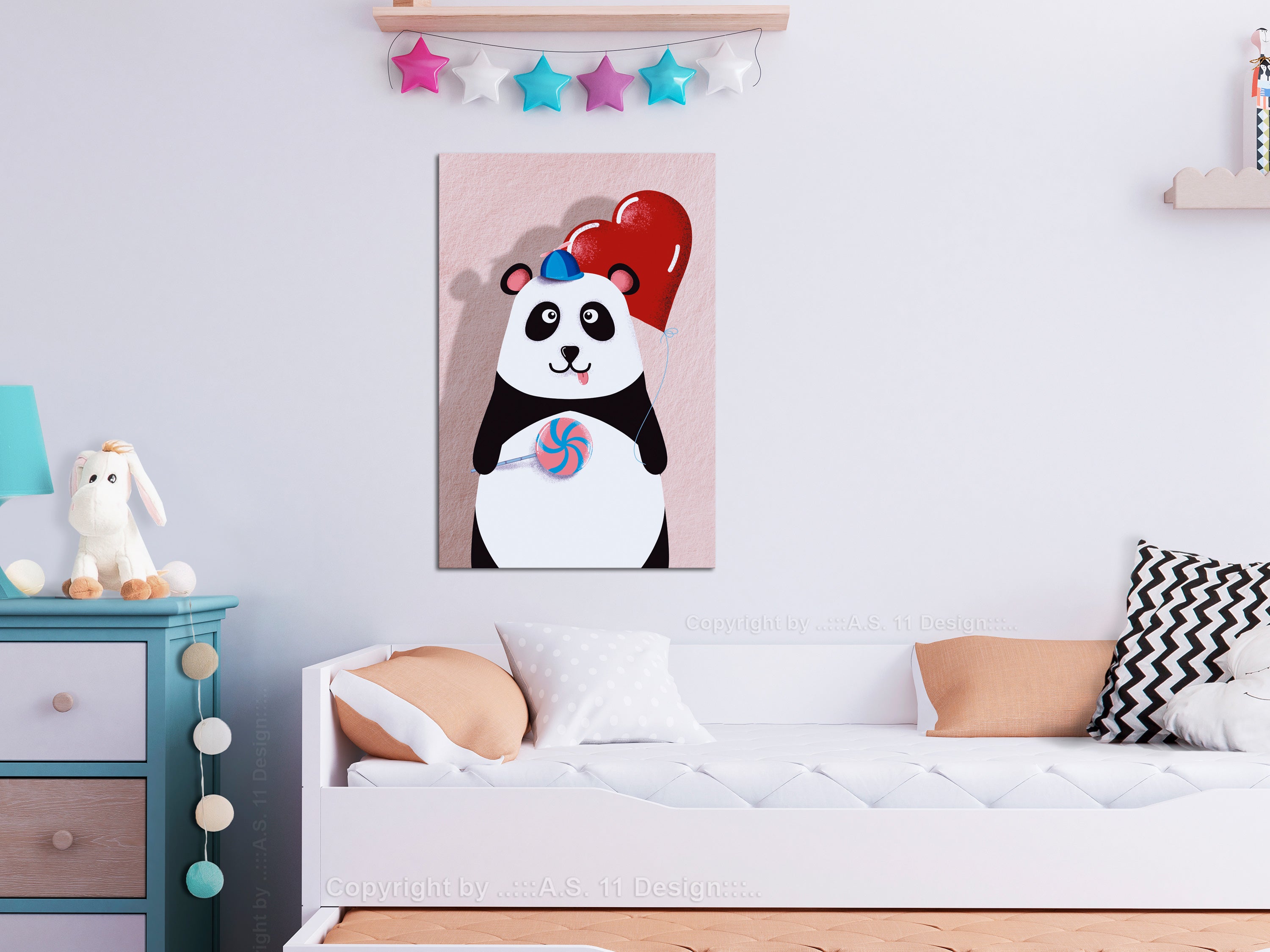 Canvas Print Panda with Balloon (Vertical, 1 Part)