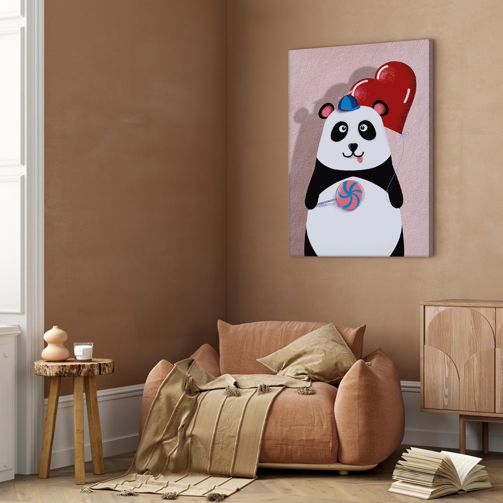 Panda with Balloon Funny Canvas Print