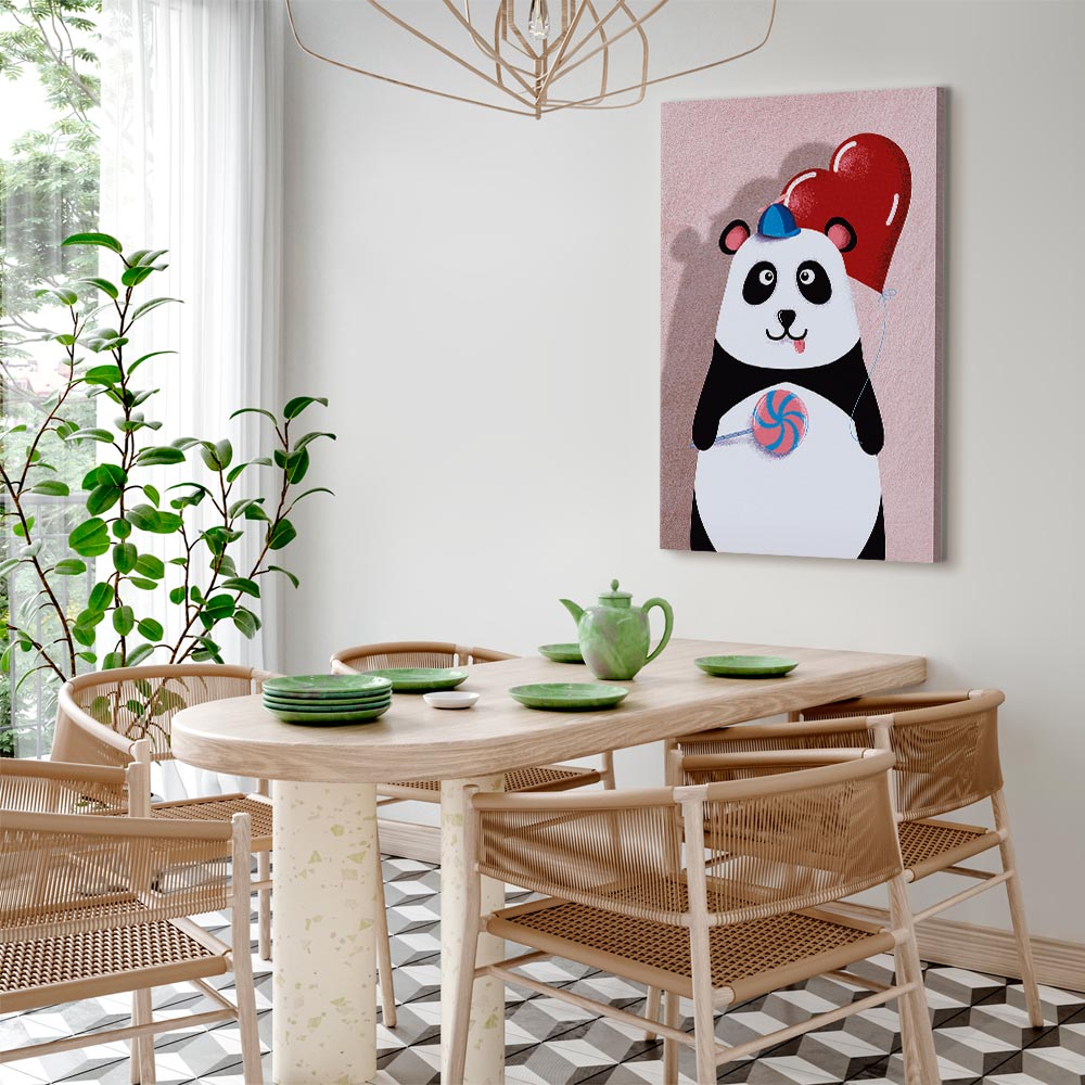 Panda with Balloon Funny Canvas Print