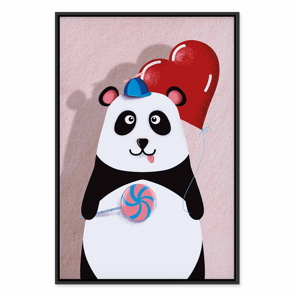 Panda with Balloon Funny Canvas Print