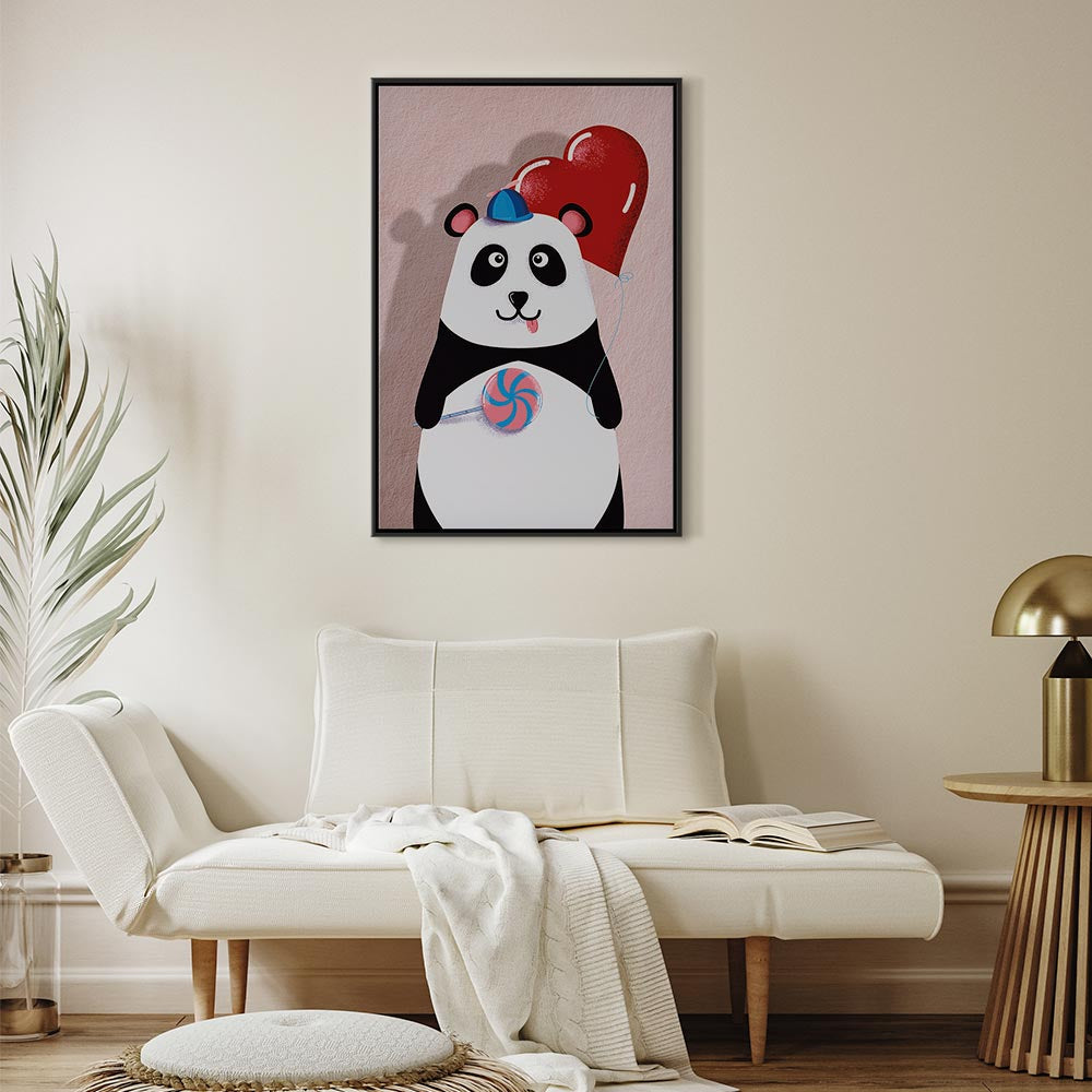 Panda with Balloon Funny Canvas Print