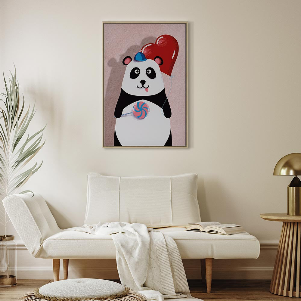 Panda with Balloon Funny Canvas Print