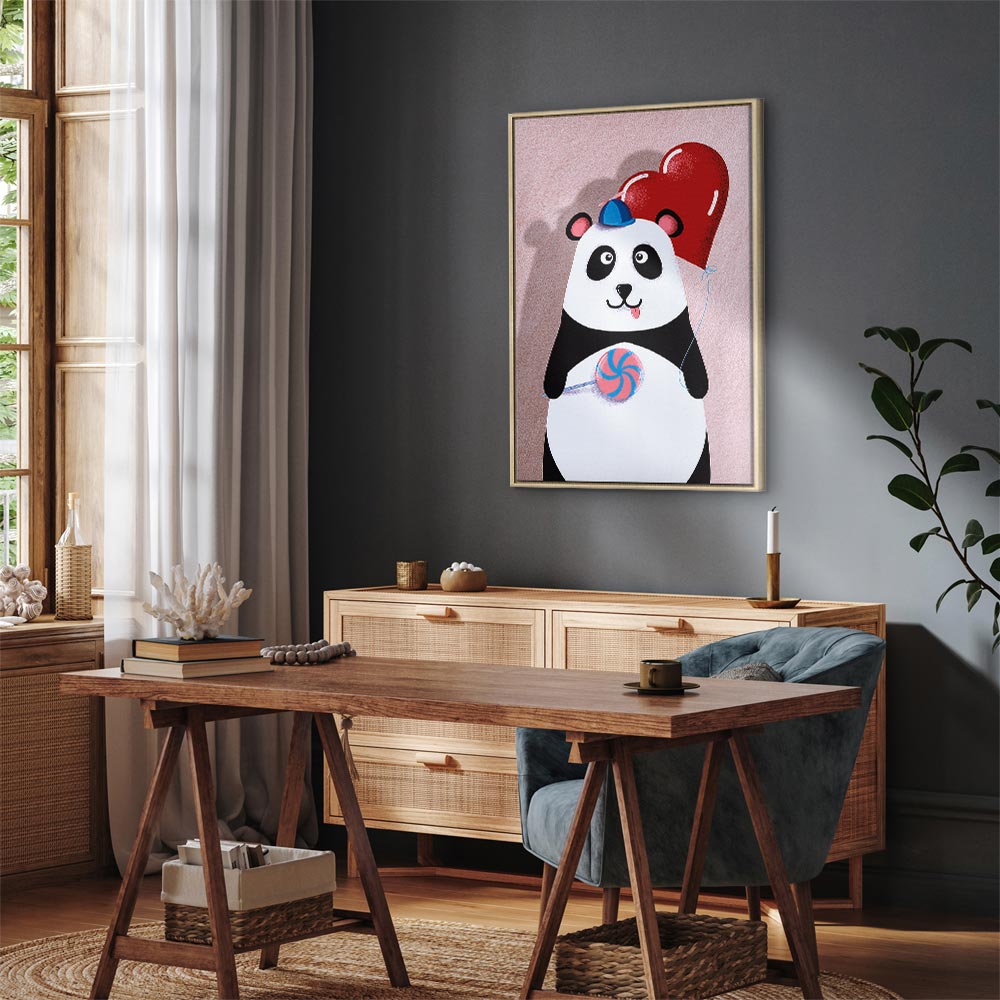 Panda with Balloon Funny Canvas Print
