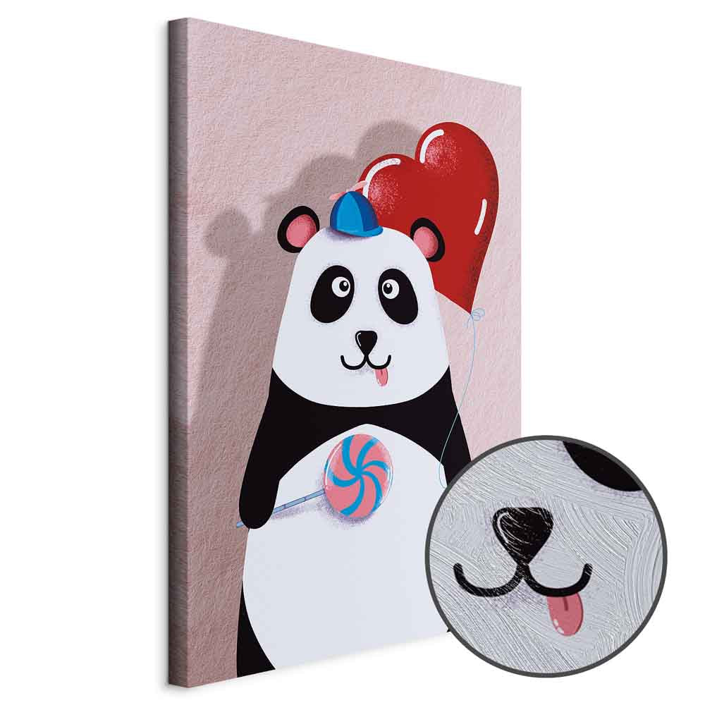 Panda with Balloon Funny Canvas Print