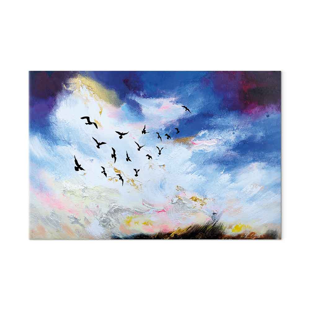 Autumn Sky Birds Landscape Canvas Print