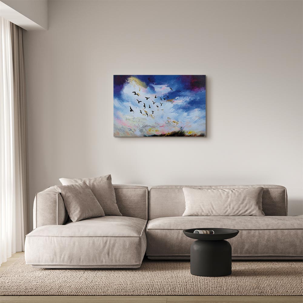 Autumn Sky Birds Landscape Canvas Print