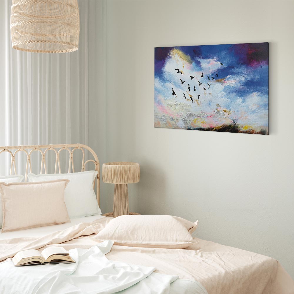 Autumn Sky Birds Landscape Canvas Print