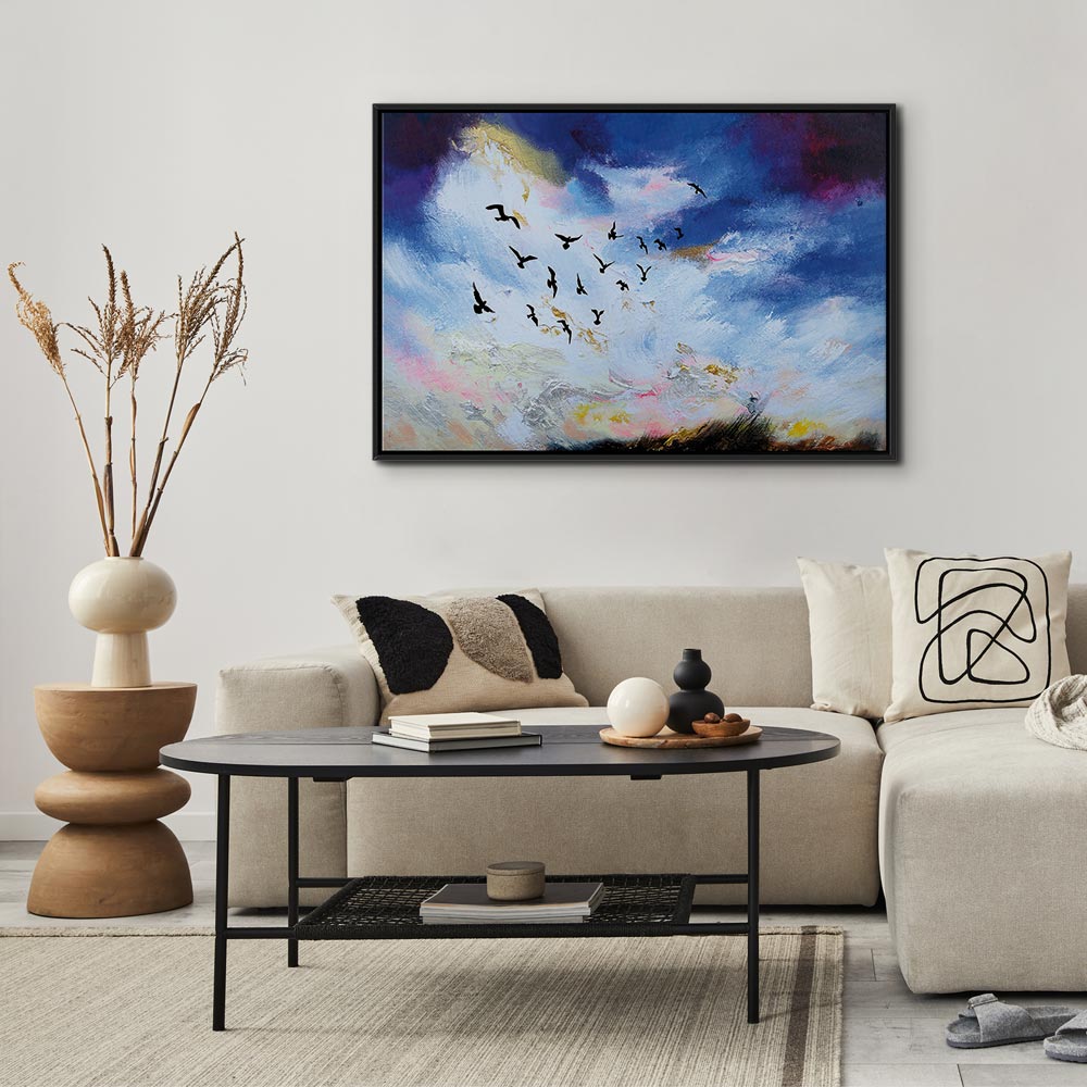Autumn Sky Birds Landscape Canvas Print