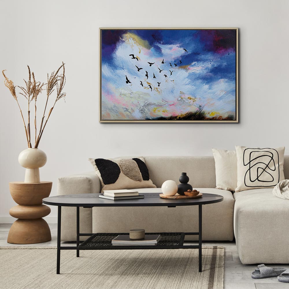Autumn Sky Birds Landscape Canvas Print