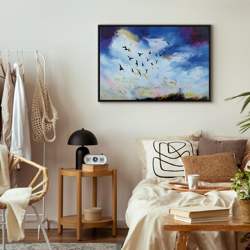 Autumn Sky Birds Landscape Canvas Print