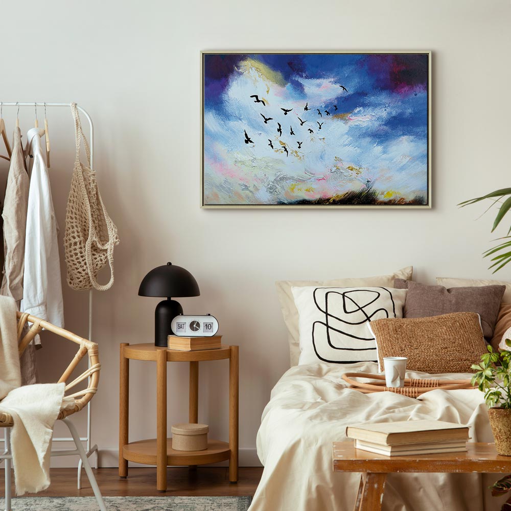 Autumn Sky Birds Landscape Canvas Print