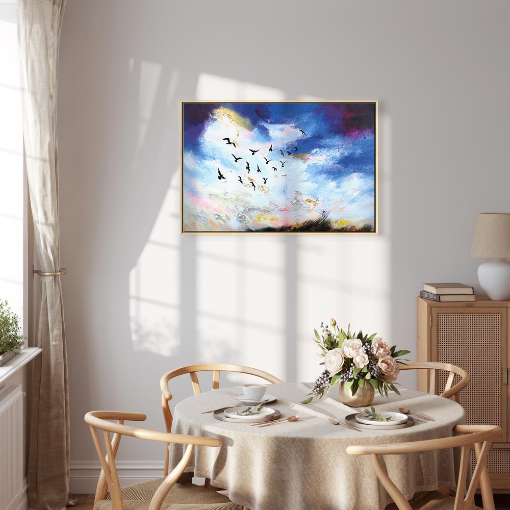 Autumn Sky Birds Landscape Canvas Print