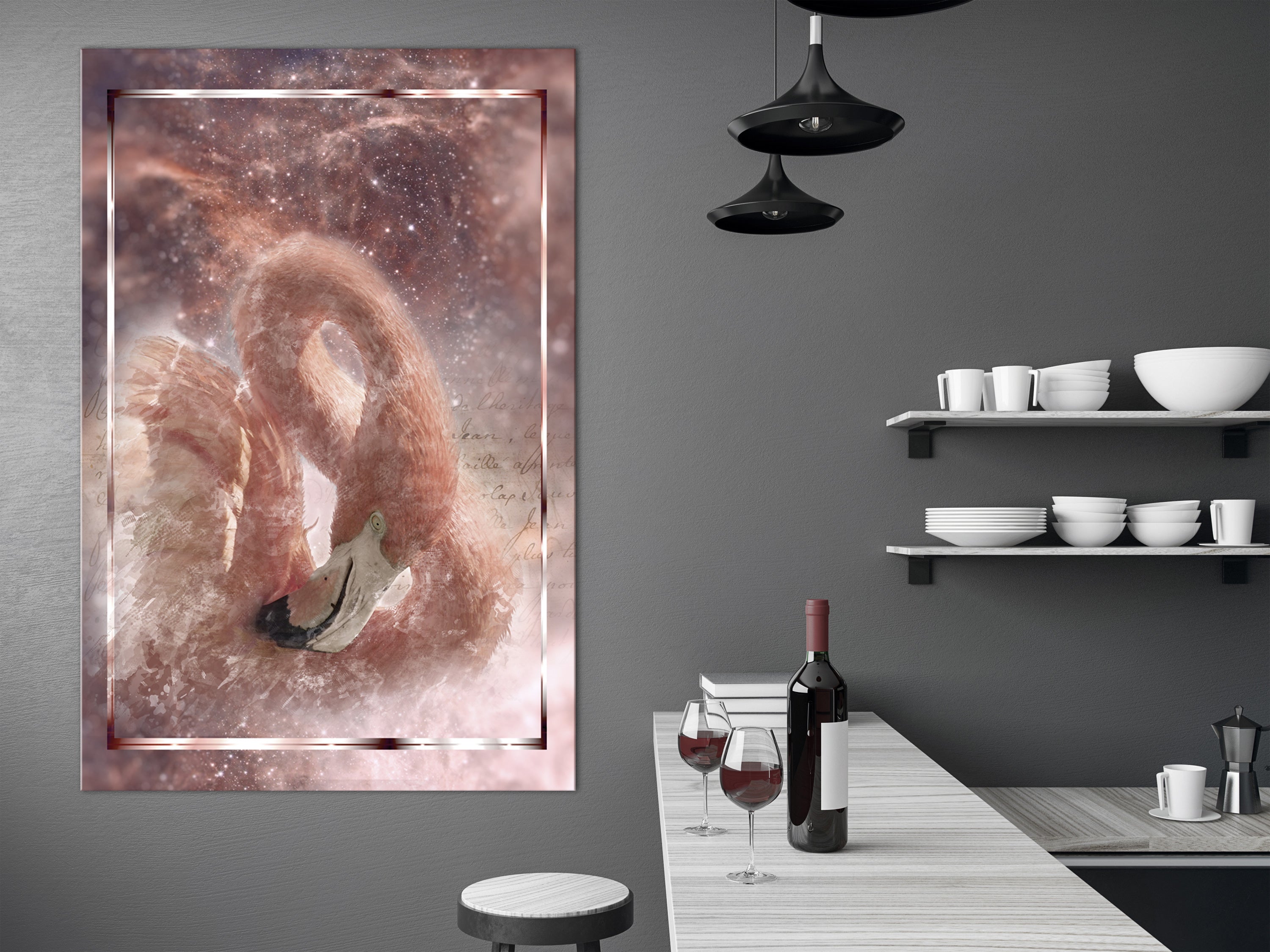 Canvas Print Space Flamingo Vertical