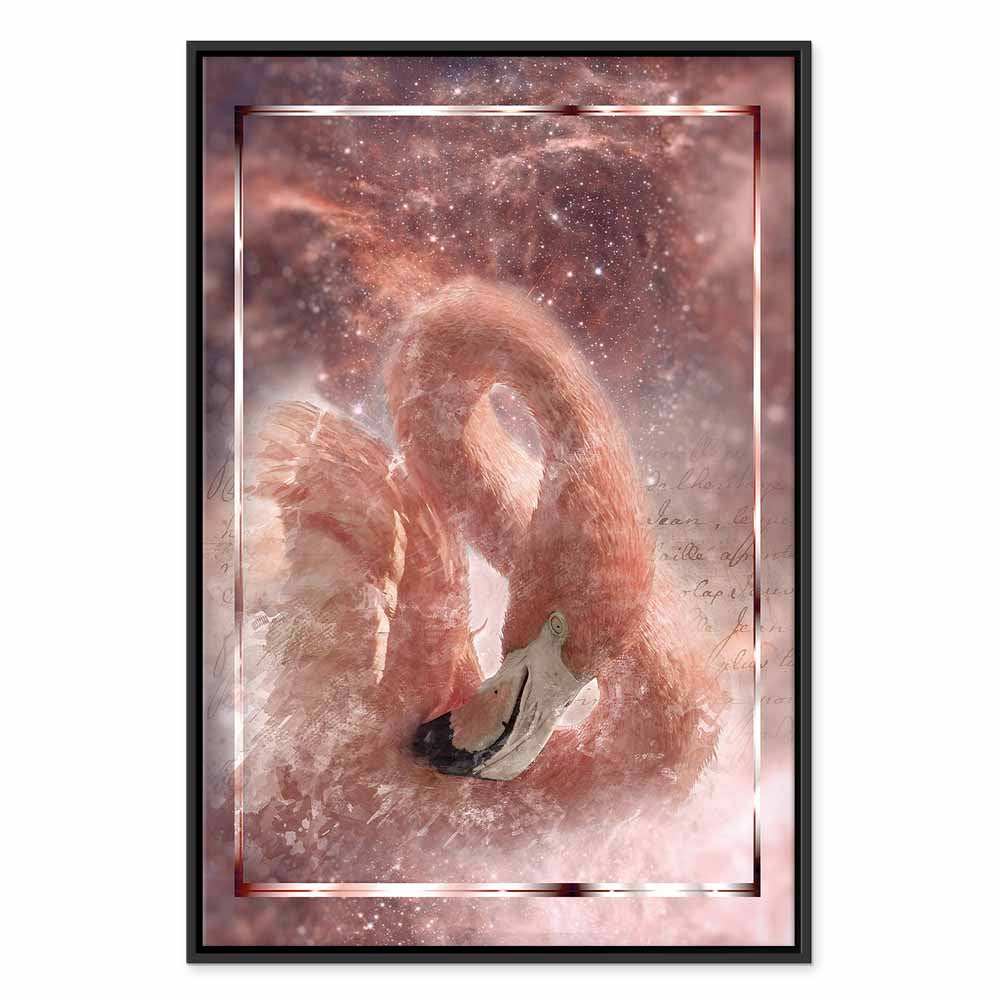 Space Flamingo Vertical Canvas Print