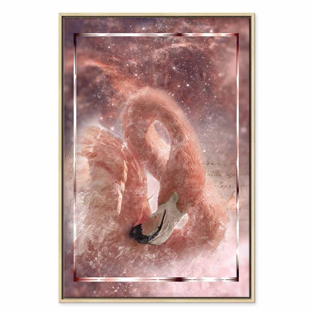 Space Flamingo Vertical Canvas Print