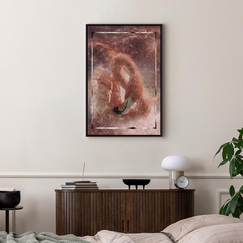 Space Flamingo Vertical Canvas Print