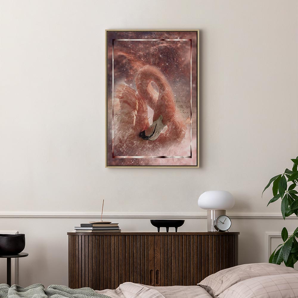 Space Flamingo Vertical Canvas Print