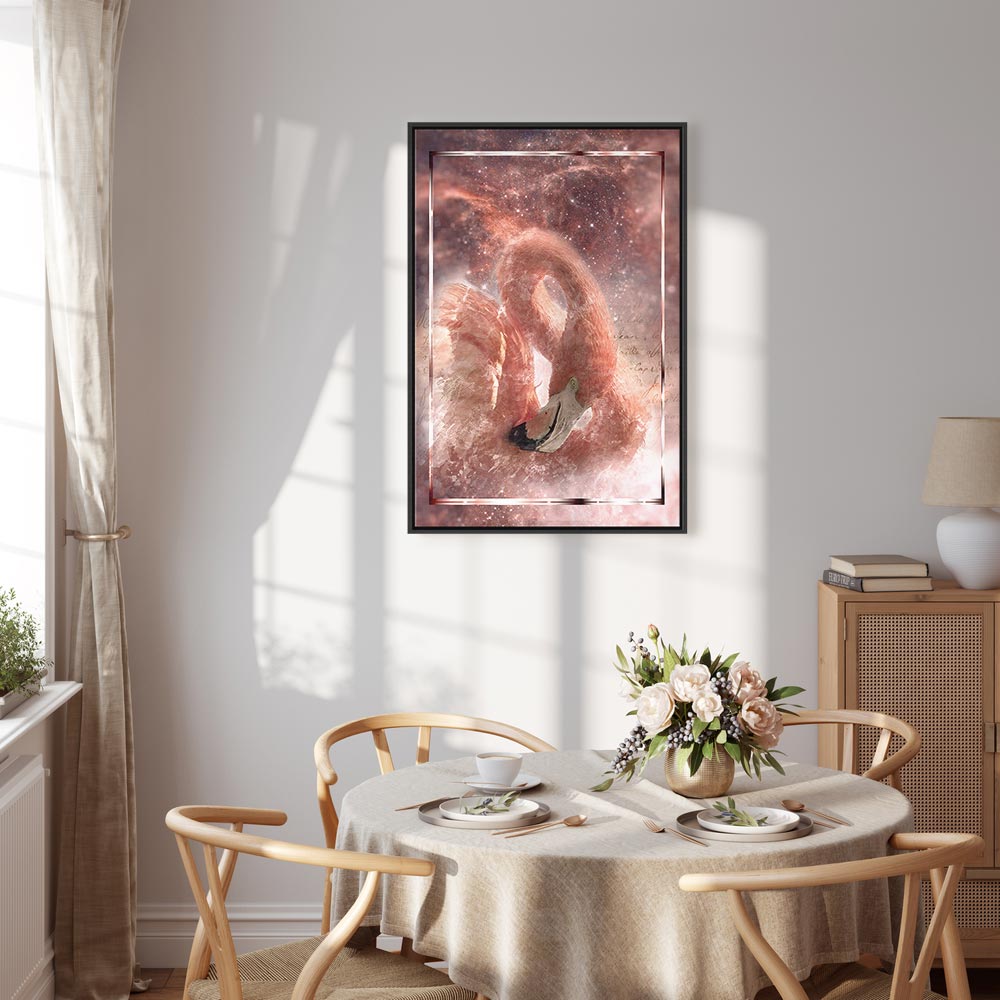 Space Flamingo Vertical Canvas Print