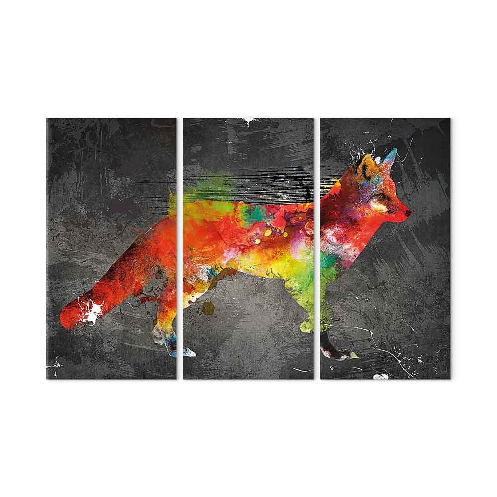 Forest Hunter Multicolor Dog Canvas Print (3 Parts)