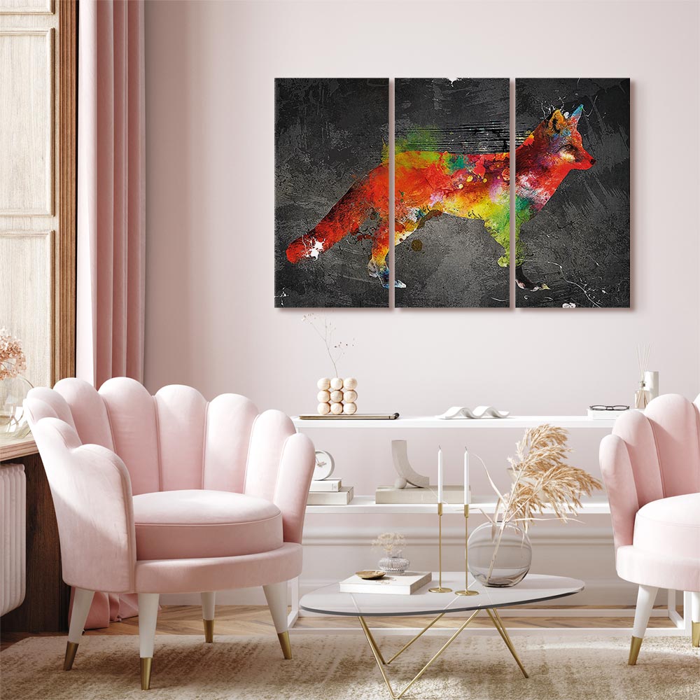 Forest Hunter Multicolor Dog Canvas Print (3 Parts)