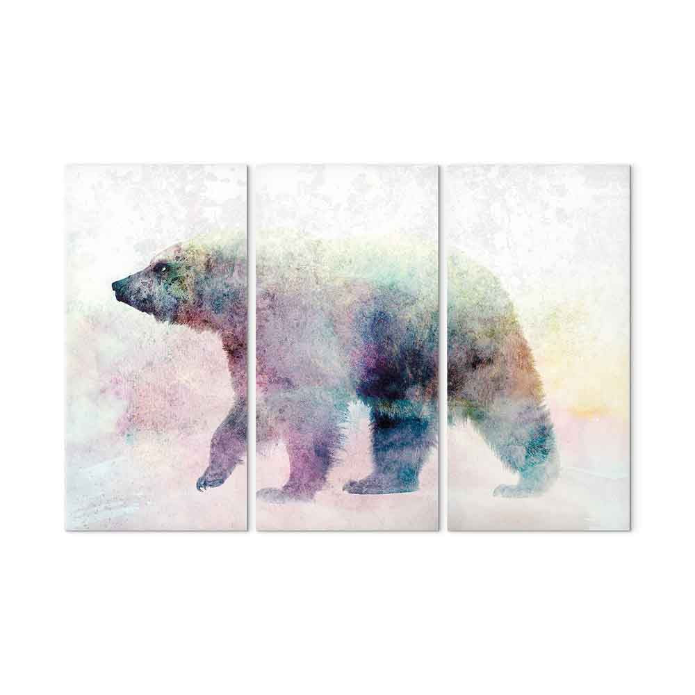 Lonely Bear Winter Texture Canvas Print (3 Parts)