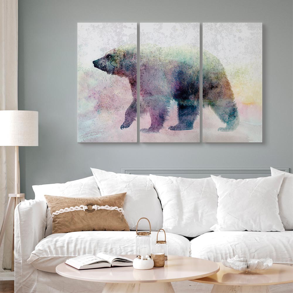 Lonely Bear Winter Texture Canvas Print (3 Parts)