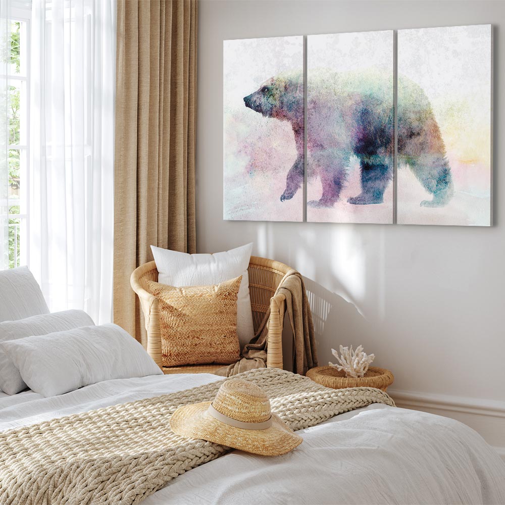 Lonely Bear Winter Texture Canvas Print (3 Parts)