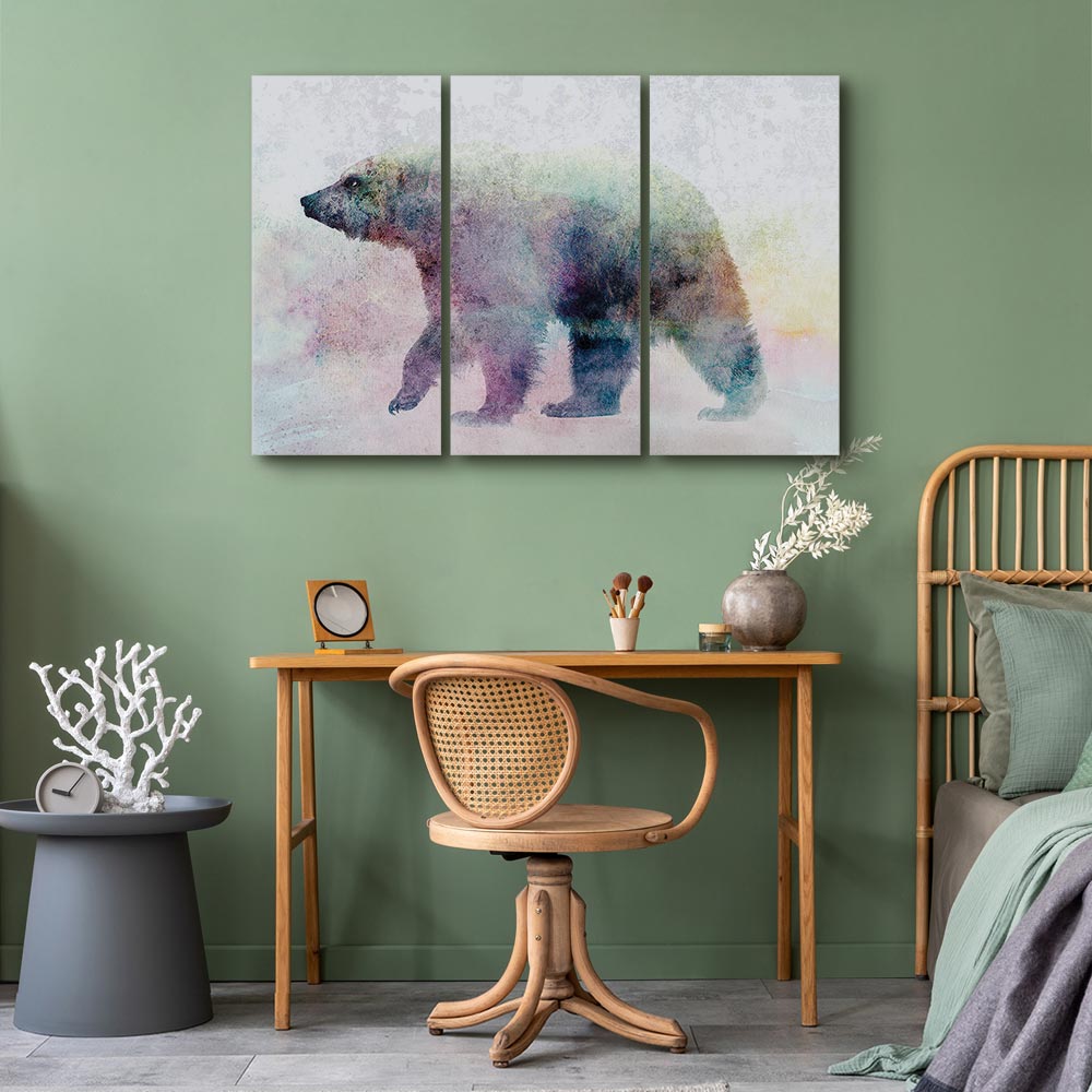 Lonely Bear Winter Texture Canvas Print (3 Parts)