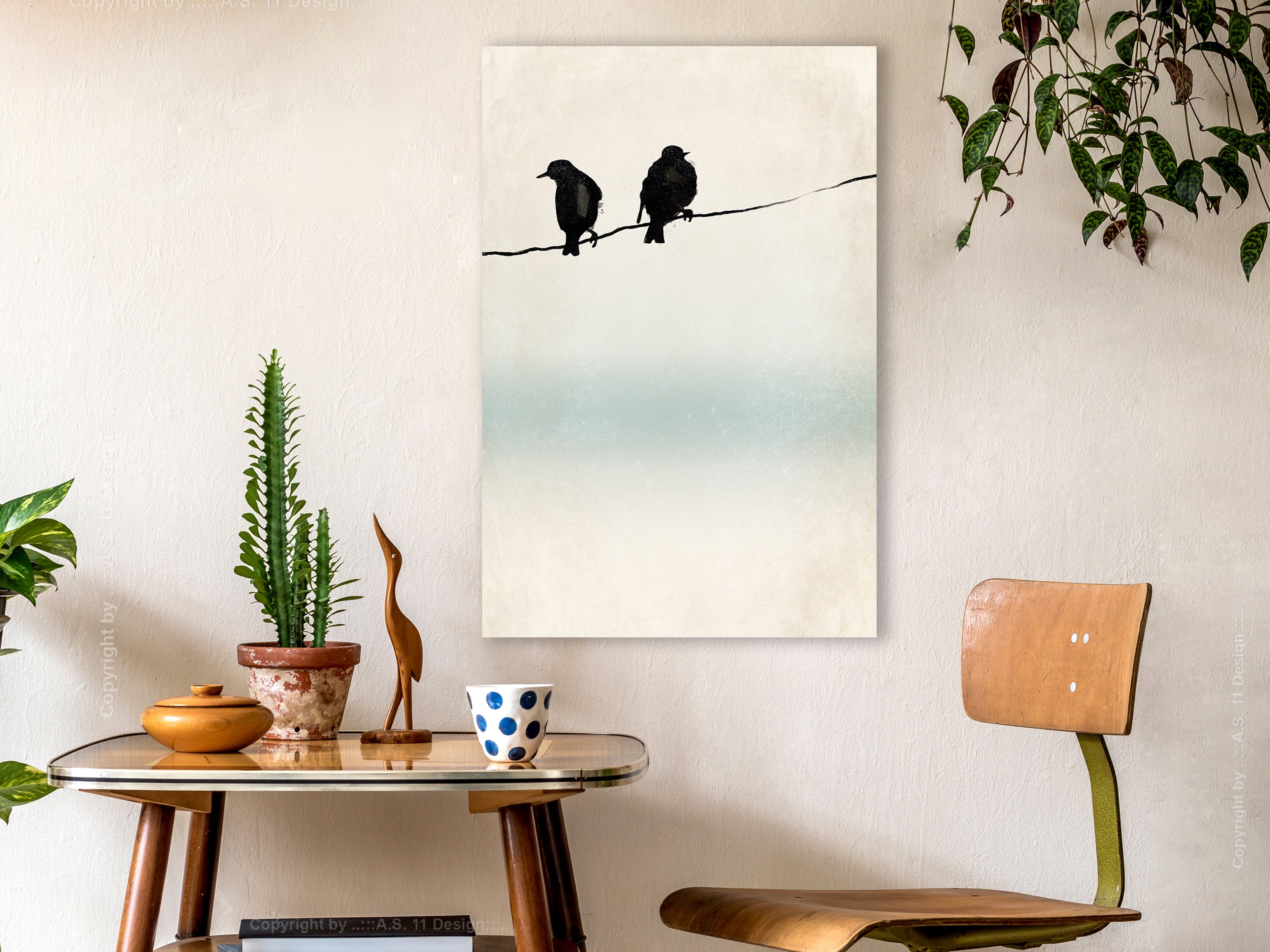 Canvas Print - Frozen Sparrows (1 Part) Vertical