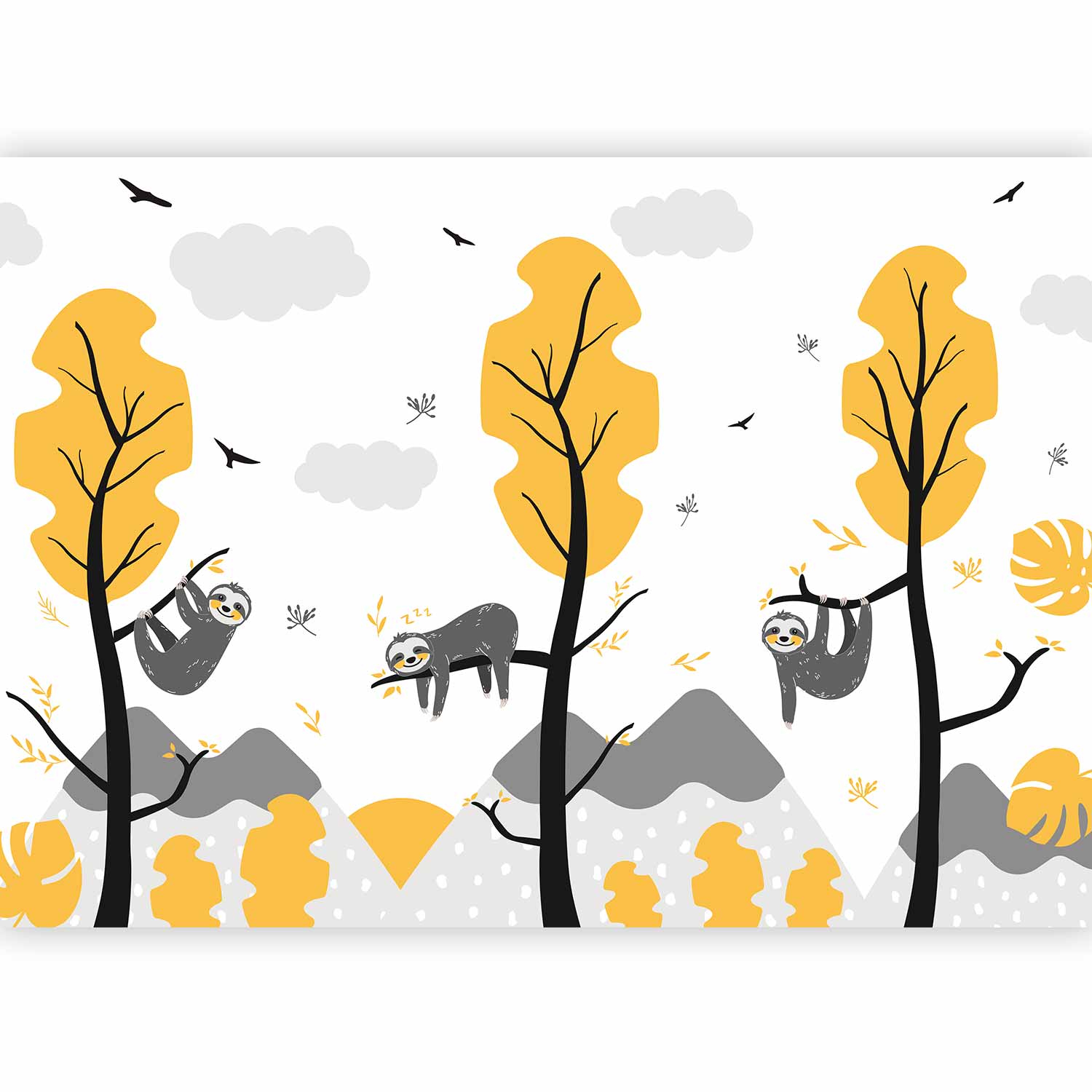 Cute Sloths Nature Wall Mural