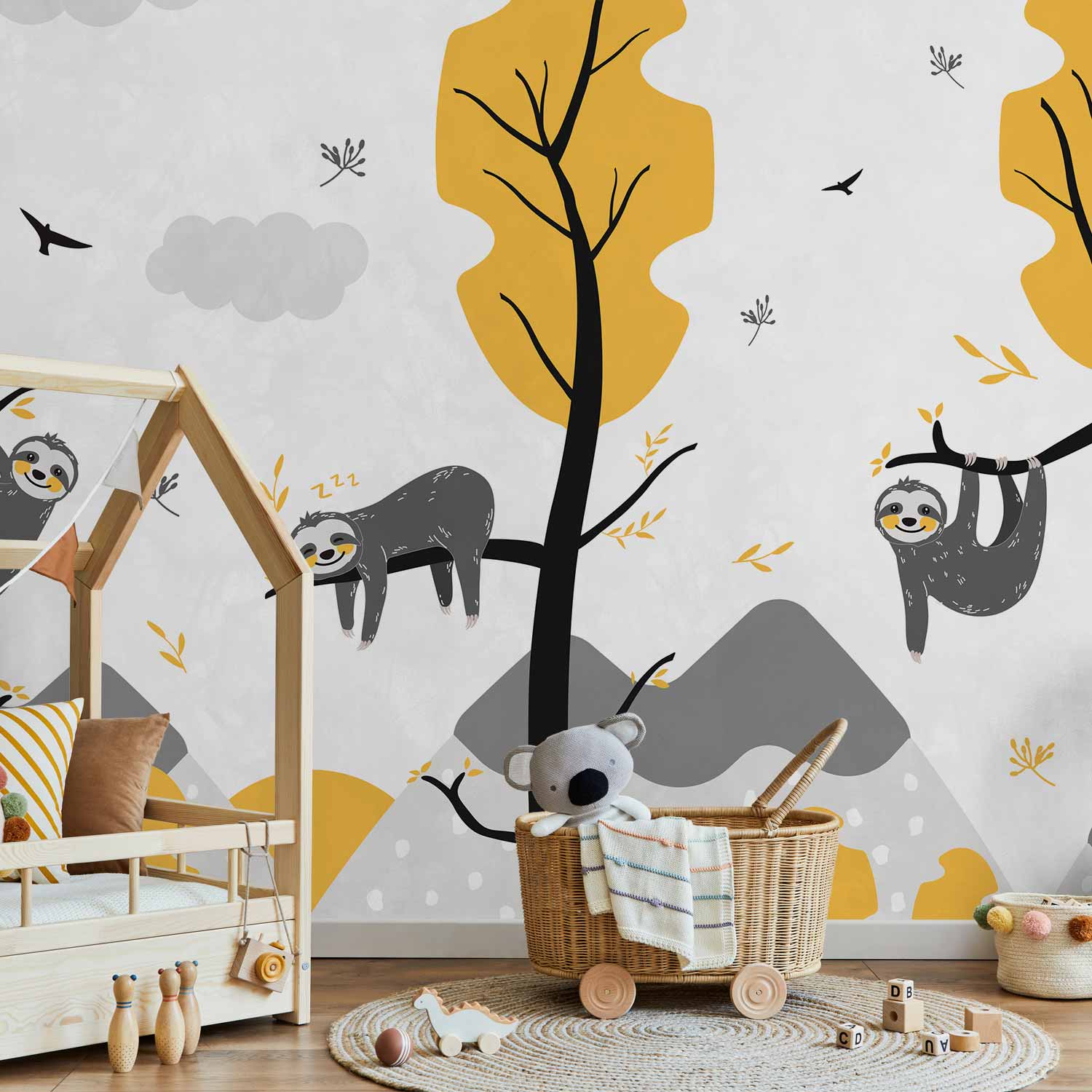 Cute Sloths Nature Wall Mural