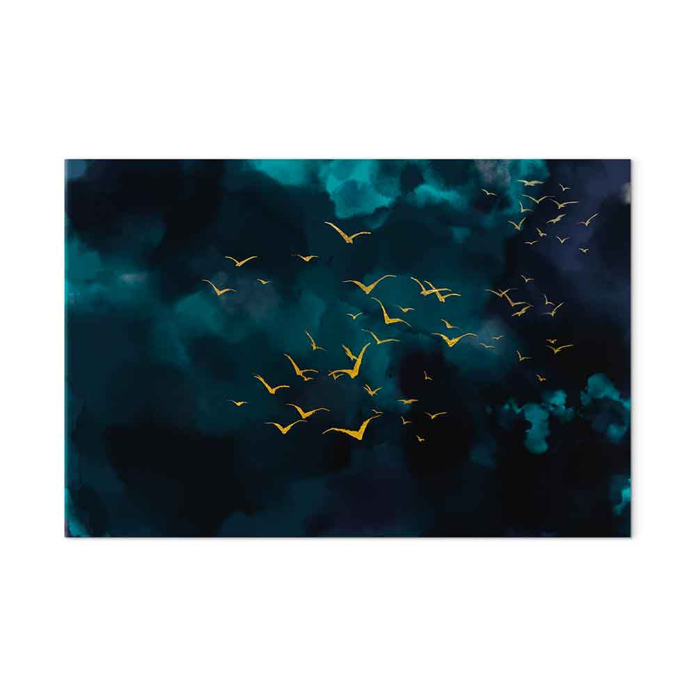 Storm Sky Birds Wide Canvas Print