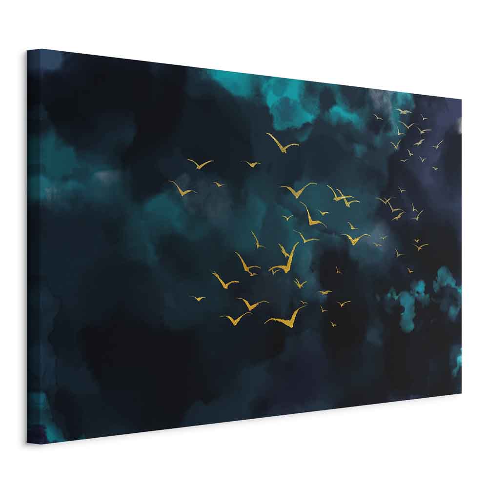 Storm Sky Birds Wide Canvas Print