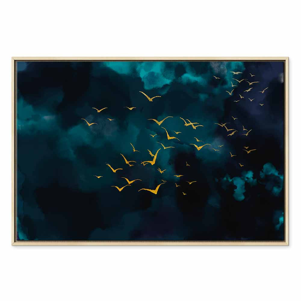Storm Sky Birds Wide Canvas Print