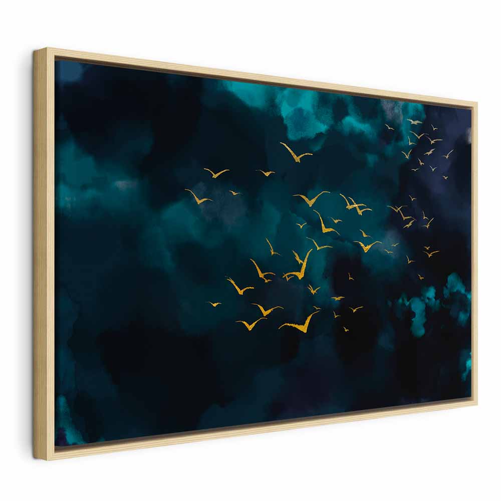 Storm Sky Birds Wide Canvas Print