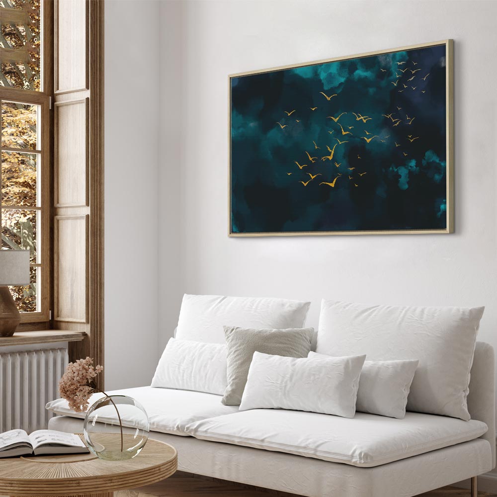 Storm Sky Birds Wide Canvas Print