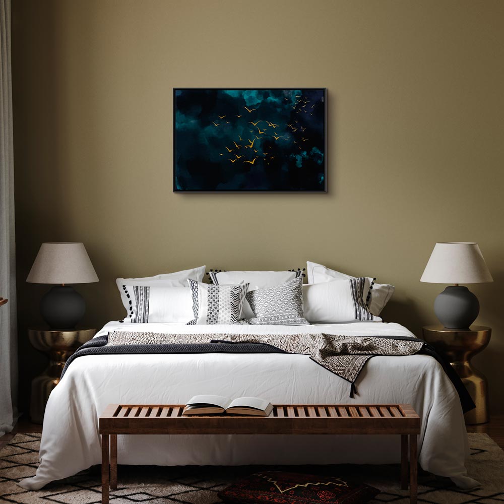 Storm Sky Birds Wide Canvas Print