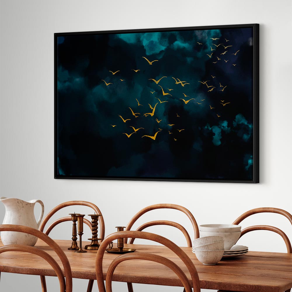 Storm Sky Birds Wide Canvas Print