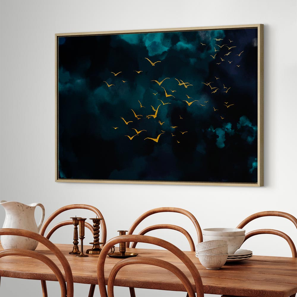 Storm Sky Birds Wide Canvas Print
