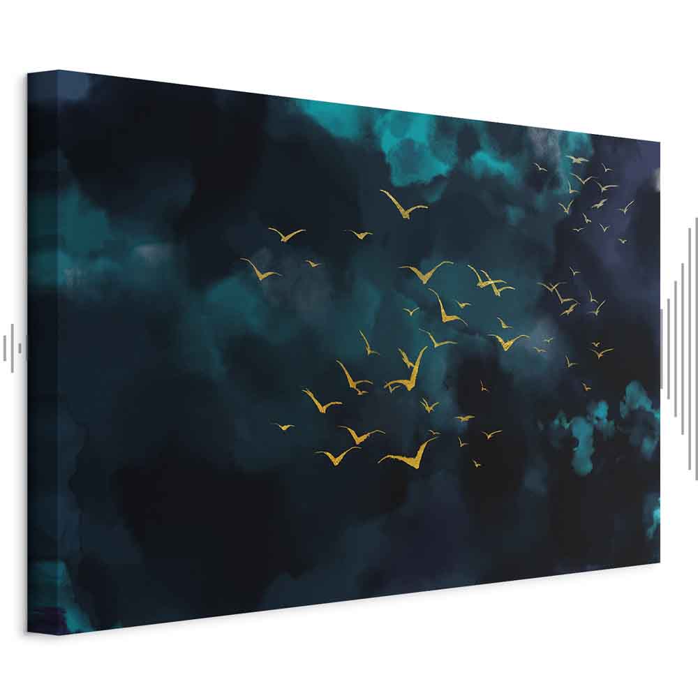 Storm Sky Birds Wide Canvas Print