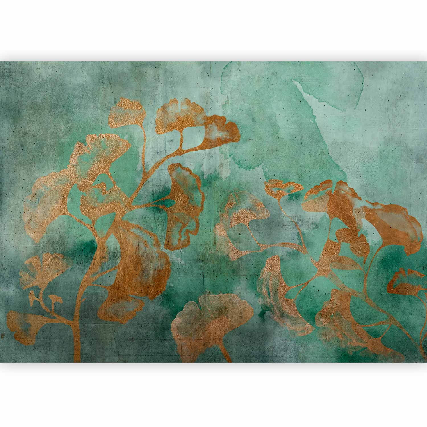 Copper Ginkgo Leaves Textured Wall Mural