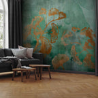 Copper Ginkgo Leaves Textured Wall Mural