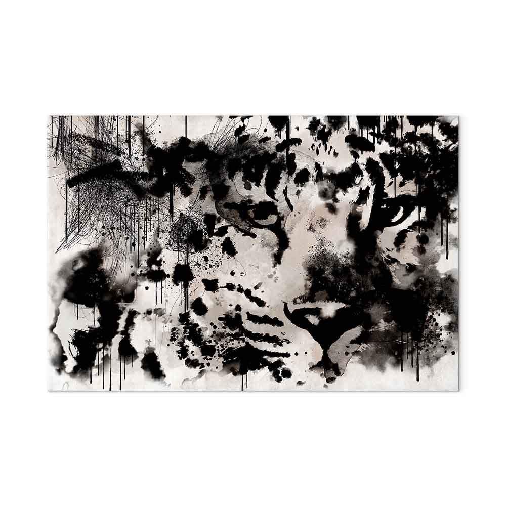 Abstract Cat Portrait Wide Canvas Print